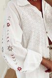 Eyelet Collared Neck Long Sleeve Shirt - Trendsi - Flyclothing LLC