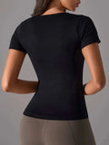 Square Neck Active T-Shirt with Detachable Chest Pads - Trendsi - Flyclothing LLC