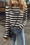Striped Turtleneck Long Sleeve Knit Top - Trendsi - Flyclothing LLC