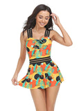 Ruched Printed Sweetheart Neck Two-Piece Swim Set - Trendsi - Flyclothing LLC