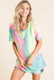 BiBi Tie Dye French Terry Print Top - Trendsi - Flyclothing LLC