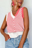 Striped Contrast V-Neck Sweater Vest - Trendsi - Flyclothing LLC
