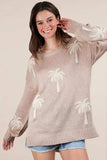 VERY J Palm Tree Graphic Oversized Knit Sweater - Trendsi - Flyclothing LLC