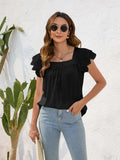 Ruffled Square Neck Cap Sleeve Blouse - Trendsi - Flyclothing LLC