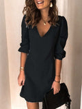 Full Size V-Neck Half Sleeve Dress - Trendsi - Flyclothing LLC