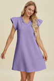 Double Take Full Size Ruffled V-Neck Cap Sleeve Dress - Trendsi - Flyclothing LLC