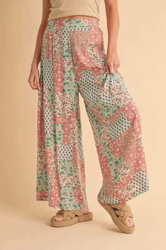 Aemi+Co Printed Wide Leg Pants - Trendsi - Flyclothing LLC