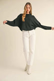 Mable Round Neck Dolman Sleeve Cropped Sweater - Trendsi - Flyclothing LLC