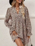 Notched Flounce Sleeve Mini Dress - Trendsi - Flyclothing LLC