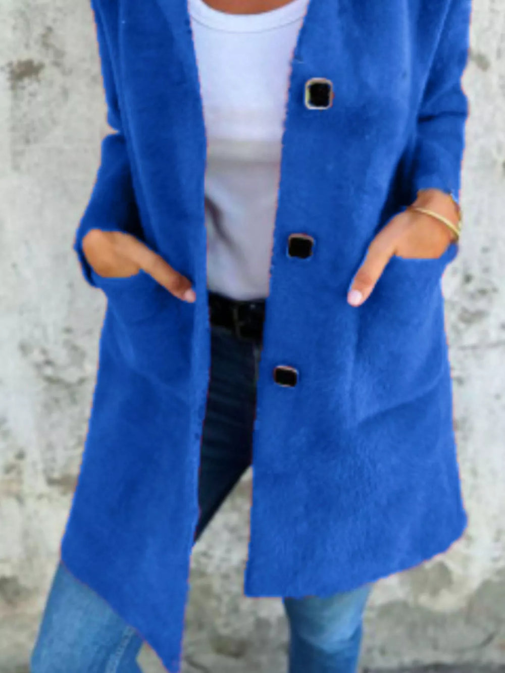 Full Size Button-Down Long Sleeve Longline Coat Plus Size - Trendsi - Flyclothing LLC