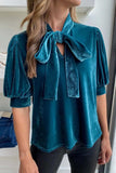 Tie Neck Half Sleeve Blouse - Trendsi - Flyclothing LLC
