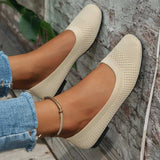 Square Toe Solid Color Mesh Slip-Ons - Trendsi - Flyclothing LLC