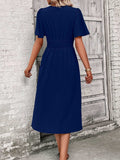 Surplice Flutter Sleeve Midi Dress - Trendsi - Flyclothing LLC