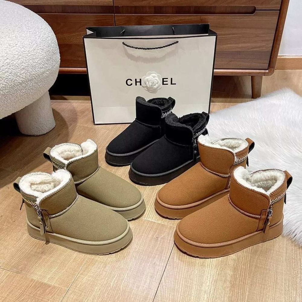 Round Toe Platform Boots - Trendsi - Flyclothing LLC