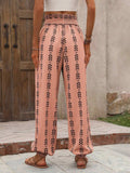 Tied Printed High Waist Pants - Trendsi - Flyclothing LLC