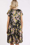 Mittoshop Flower Print Round Neck Flutter Sleeve Tiered Dress - Trendsi - Flyclothing LLC