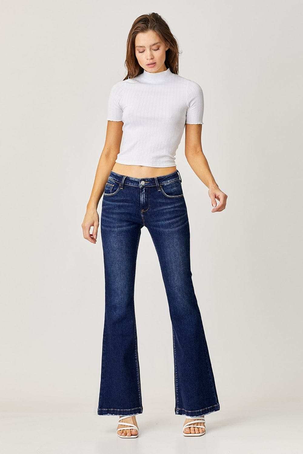 RISEN Full Size Low Rise Flare Jeans - Trendsi - Flyclothing LLC