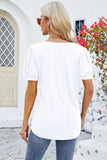 Frill Notched Short Sleeve Blouse - Trendsi - Flyclothing LLC