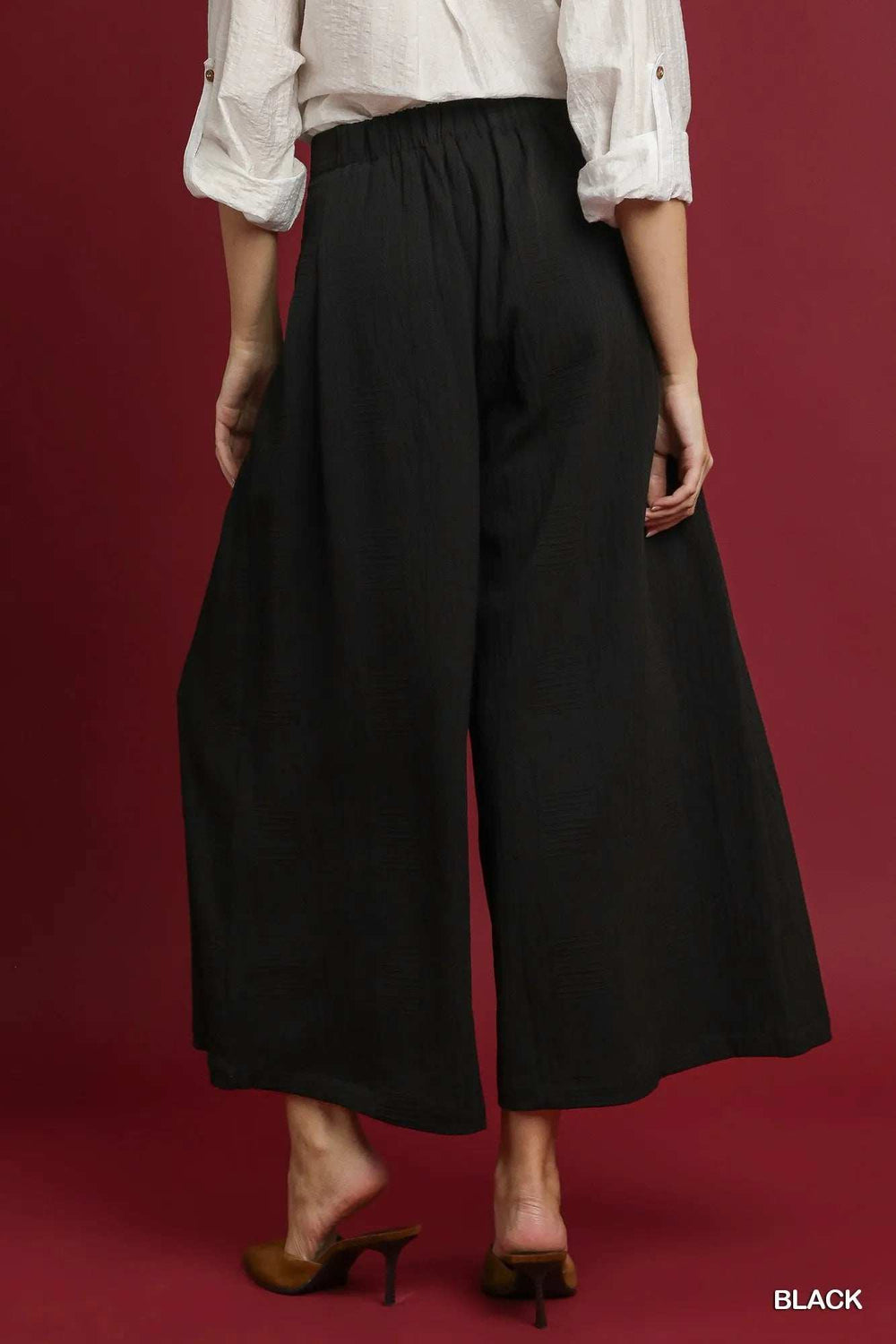 Umgee Elastic Waist Wide Leg Pants - Trendsi - Flyclothing LLC