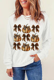 Pumpkin & Bow Graphic Long Sleeve Sweatshirt - Trendsi - Flyclothing LLC