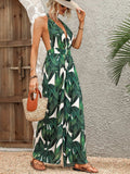 Printed Halter Neck Wide Leg Jumpsuit - Trendsi - Flyclothing LLC