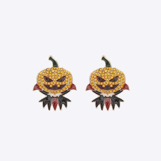 Demon Pumpkin Rhinestone Alloy Earrings - Trendsi - Flyclothing LLC