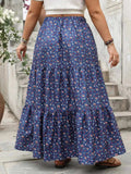 Plus Size Floral Elastic Waist Maxi Skirt - Trendsi - Flyclothing LLC