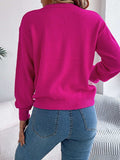 Contrast Round Neck Long Sleeve Sweater - Trendsi - Flyclothing LLC