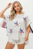 BiBi American Flag Sequin Star Fringe Top - Trendsi - Flyclothing LLC