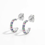925 Sterling Silver Contrast Zircon Earrings - Trendsi - Flyclothing LLC