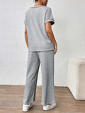 Round Neck Short Sleeve Top and Pants Set - Trendsi - Flyclothing LLC
