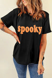 SPOOKY Round Neck Short Sleeve T-Shirt - Trendsi - Flyclothing LLC