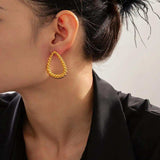 18K Gold-Plated Twisted Earrings - Trendsi - Flyclothing LLC