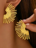 18K Gold-Plated Stainless Steel Sunburst Earrings - Trendsi - Flyclothing LLC