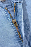 Pleated Patchwork Panel Lightweight Denim Shorts - Trendsi - Flyclothing LLC