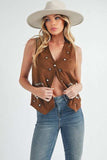 Aemi + Co Heart Rivet Detail Suede Vest Coat - Trendsi - Flyclothing LLC