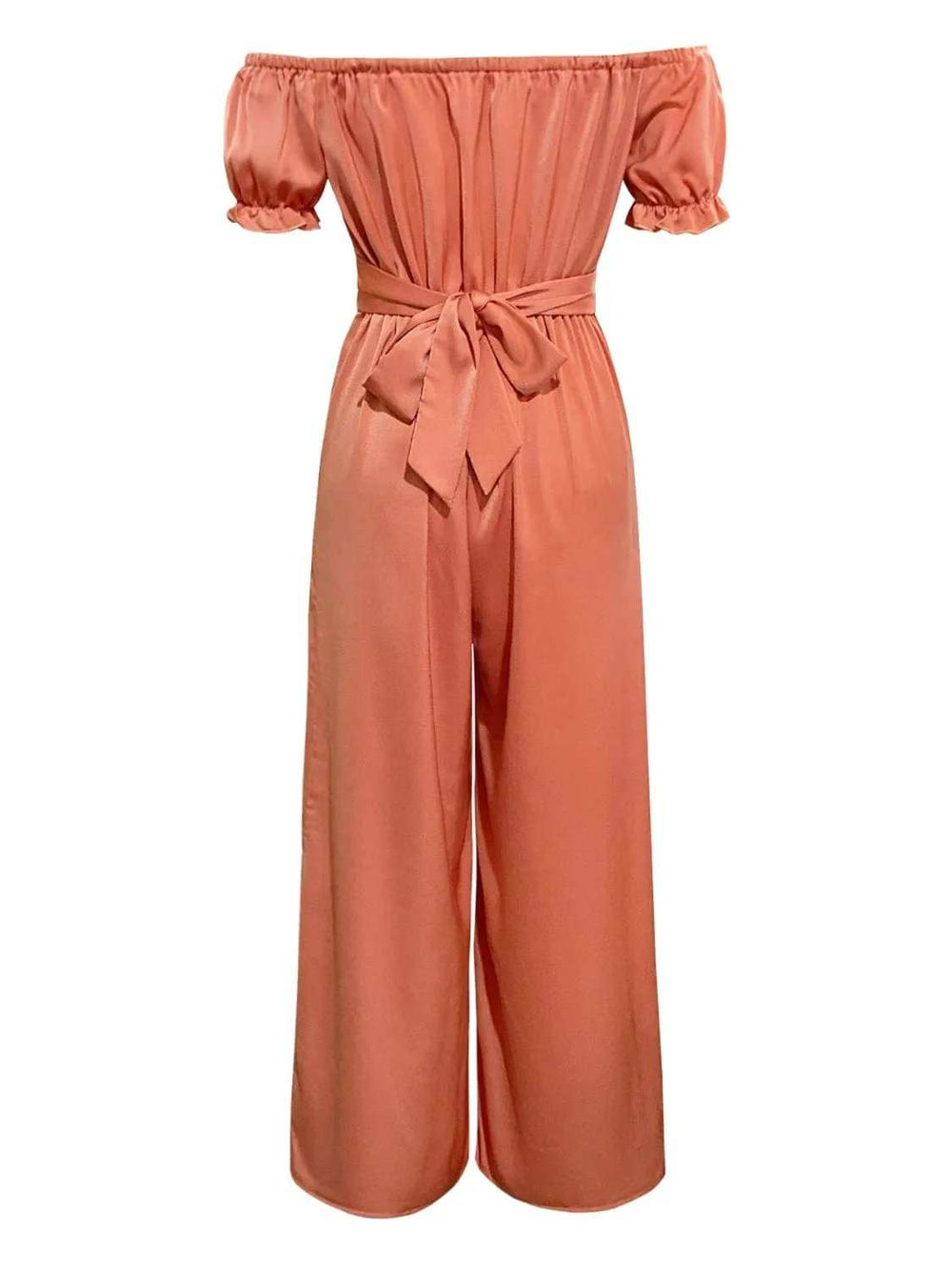 Off-Shoulder Short Sleeve Wide Leg Jumpsuit - Trendsi - Flyclothing LLC