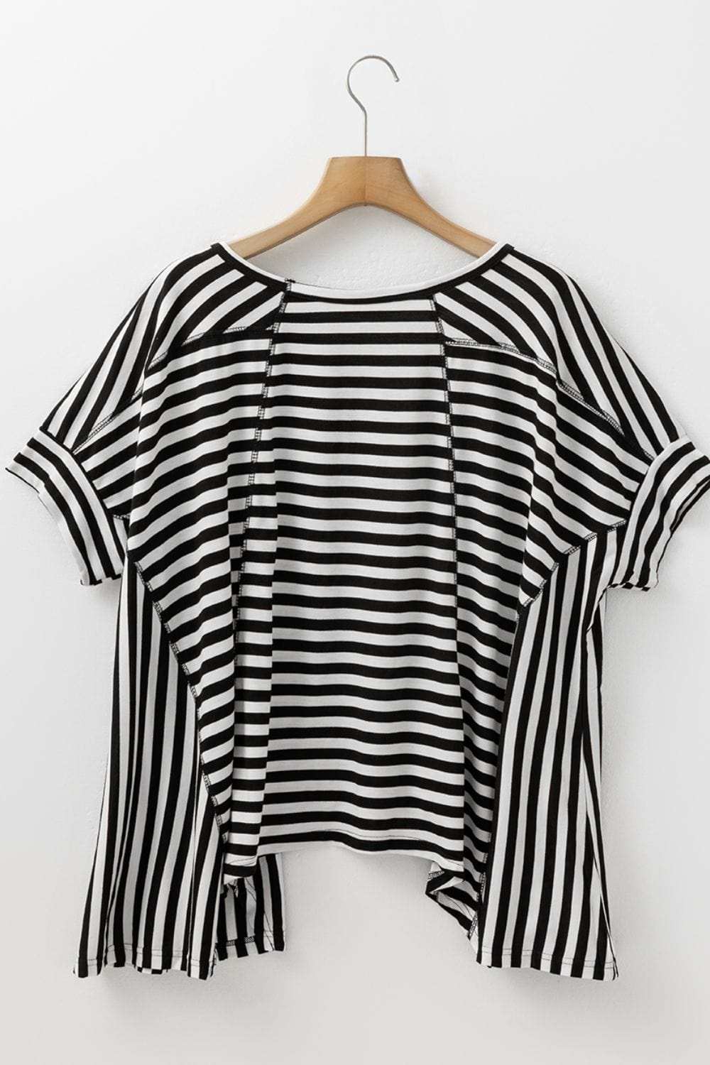 Stripe Batwing Sleeve Round Neck Oversized Top - Trendsi - Flyclothing LLC