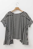 Stripe Batwing Sleeve Round Neck Oversized Top - Trendsi - Flyclothing LLC