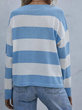 Striped Casual Long Sleeve Knit Top - Trendsi - Flyclothing LLC