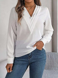 V-Neck Long Sleeve Blouse - Trendsi - Flyclothing LLC