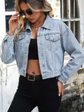Button Up Denim Jacket with Chest Pockets - Trendsi - Flyclothing LLC