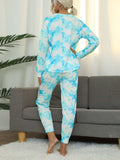 Tie-Dye Round Neck Top and Pants Lounge Set - Trendsi - Flyclothing LLC