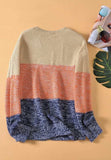 Color Block Round Neck Long Sleeve Sweater - Trendsi - Flyclothing LLC