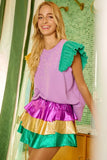 BiBi Mardigras Theme Frayed Edge Ruffled Top - Trendsi - Flyclothing LLC