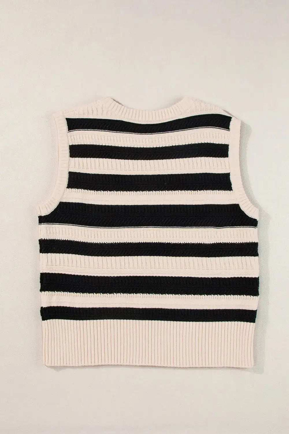 Color Block Round Neck Sweater Vest - Trendsi - Flyclothing LLC