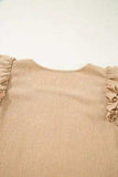 Ruffled Square Neck Textured Cap Sleeve Top - Trendsi - Flyclothing LLC