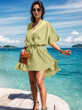 Surplice Half Sleeve Mini Dress - Trendsi - Flyclothing LLC