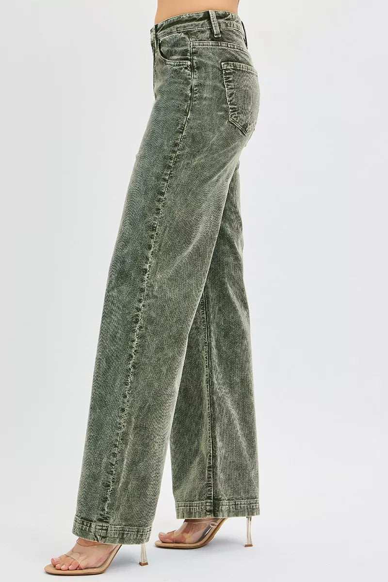 RISEN Full Size High Rise Wide Leg Corduroy Jeans Plus Size - Trendsi - Flyclothing LLC