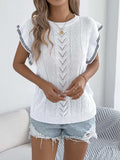 Openwork Round Neck Cap Sleeve Knit Top - Trendsi - Flyclothing LLC